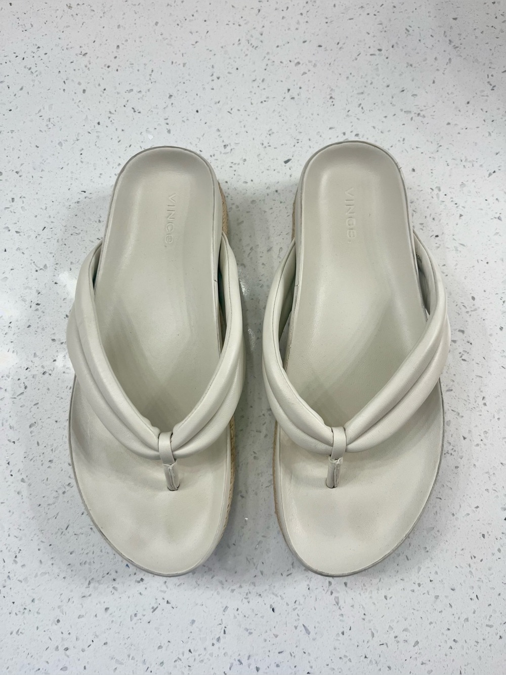 Vince Women's Forest Platform Espadrille Thong Sandals white size 8.5-worn once